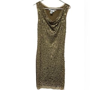 Max Studio Gold Sequin Sheath Mini Dress - Size Medium Party/Cocktail